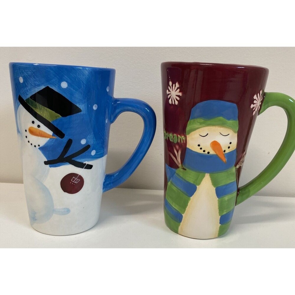 Lot of 7 Christmas Coffee Mugs Snow Men Reindeer Candy Cane Festive Bundle